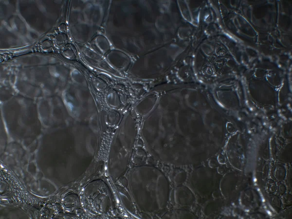 Makro Nahaufnahmen Von Seifenblasen Sehen Aus Wie Ein Wissenschaftliches Bild — Stockfoto