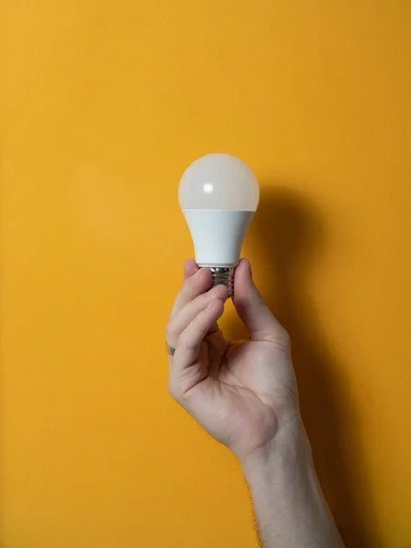 Hand Man Holding Light Bulb Innovation Creative Concept Light Bulb — ストック写真