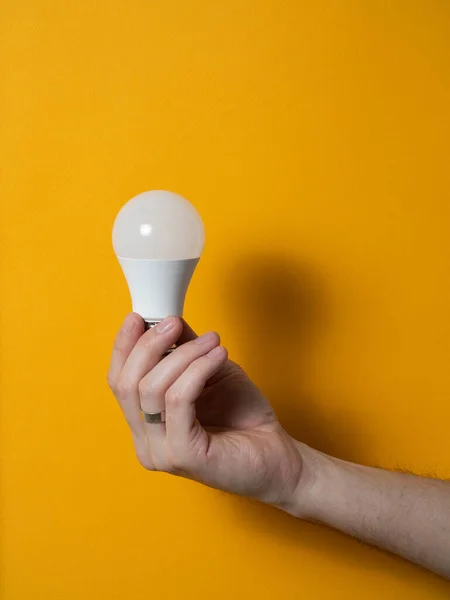 Hand Man Holding Light Bulb Innovation Creative Concept Light Bulb — ストック写真