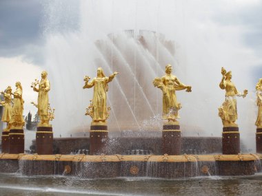 Moskova / Rusya-05.23.2019: Vdnh 'deki halkların dostluk pınarı