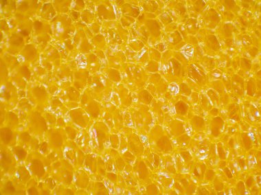 Sarı sünger lifinin dokusu. makro fotoğraf.