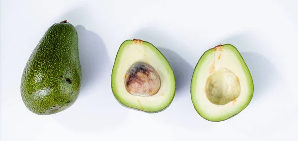Healthy Food Fresh Cut Avocado White Background — Stock Photo, Image