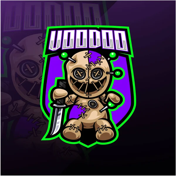 Voodoo Esport Maskot Logotyp Design — Stock vektor