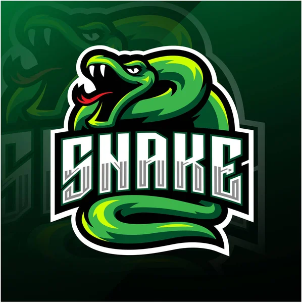 Green Snake Esport Mascot Logo Design — Stock vektor