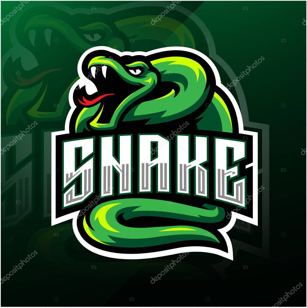Green snake esport mascot logo design