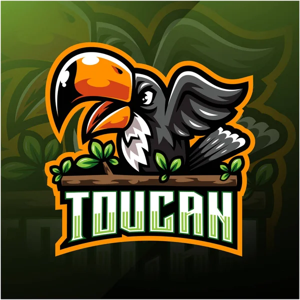 Taucan Esport Maskottchen Logo Design — Stockvektor