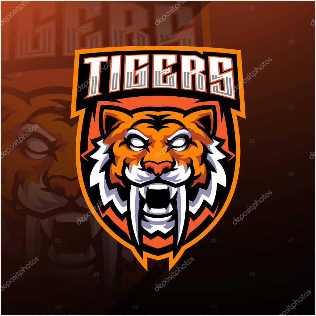 Tiger head esport mascot logo design