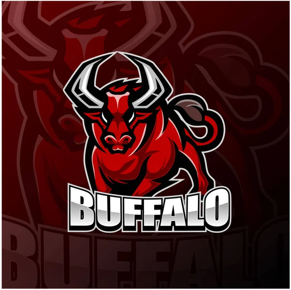 Diseño Del Logo Mascota Buffalo Esport — Archivo Imágenes Vectoriales