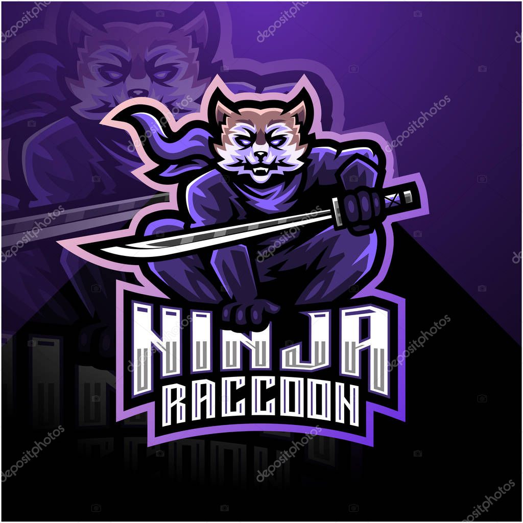 Ninja raccoon esport mascot logo design