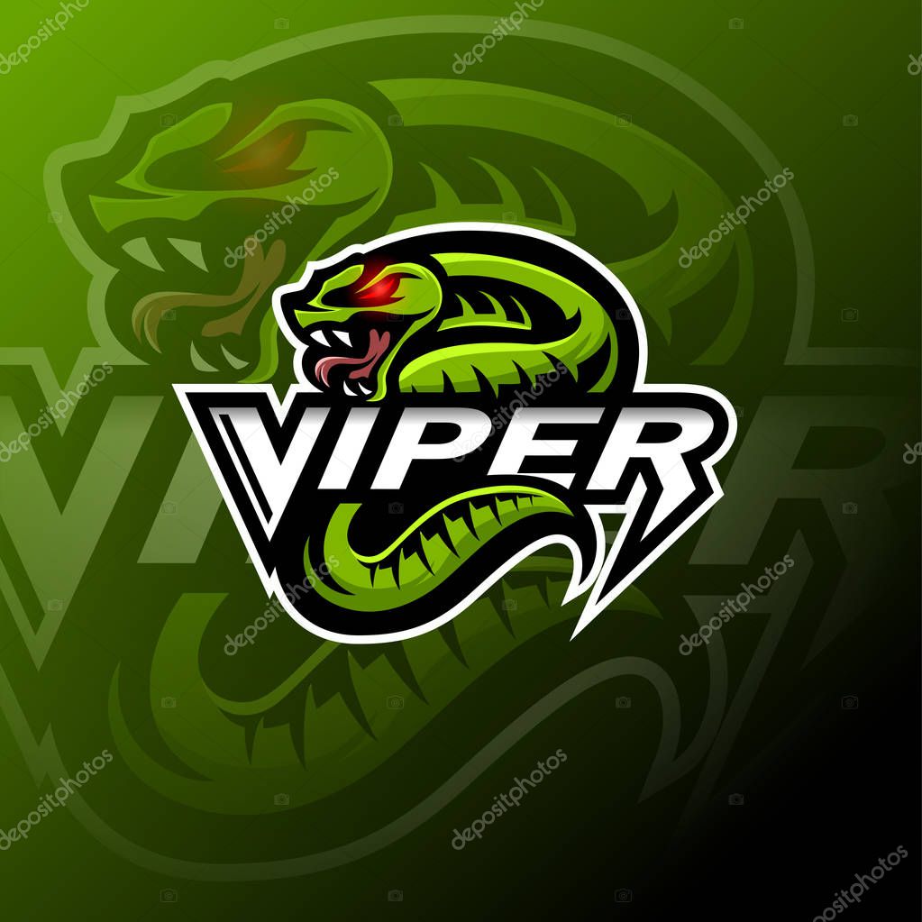 Green viper snake mascot logo design