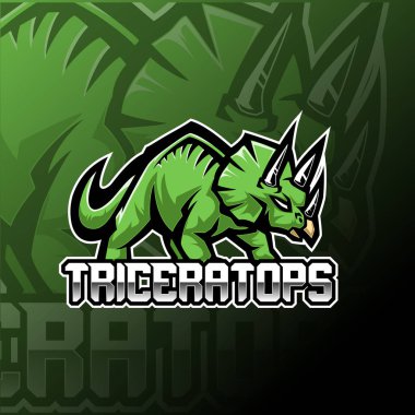 Triceratops esport maskot logosu tasarımı
