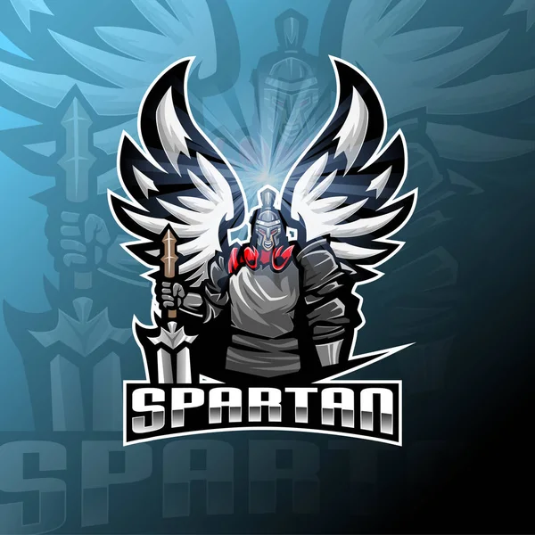 Spartan Esport Maskot Logotyp Design — Stock vektor