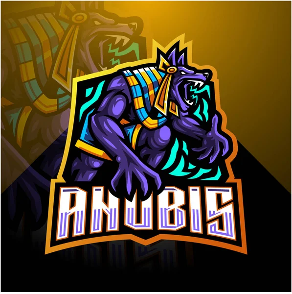 Conception Logo Mascotte Anubis Esport — Image vectorielle