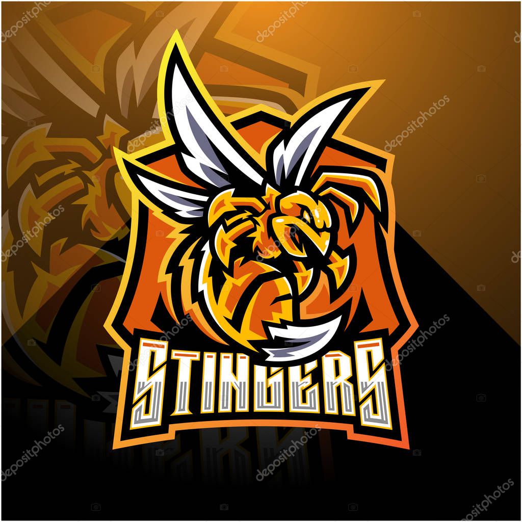Angry bee esport mascot logo design