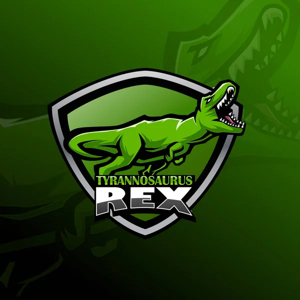 Projekt Logo Maskotki Esportu Tyrannosaurus Rex — Wektor stockowy