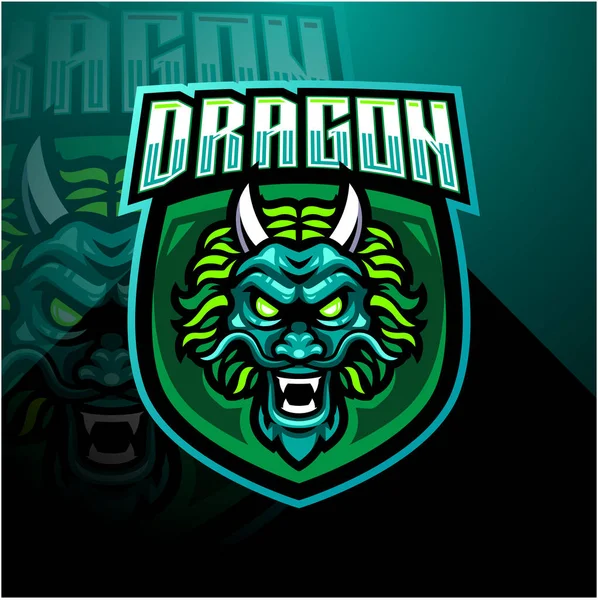 Dragon Huvud Esports Maskot Logotyp Design — Stock vektor