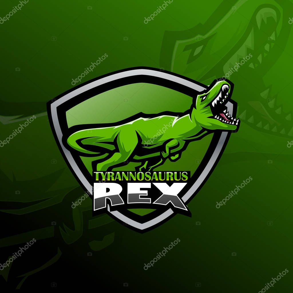 Tyrannosaurus rex esport mascot logo design