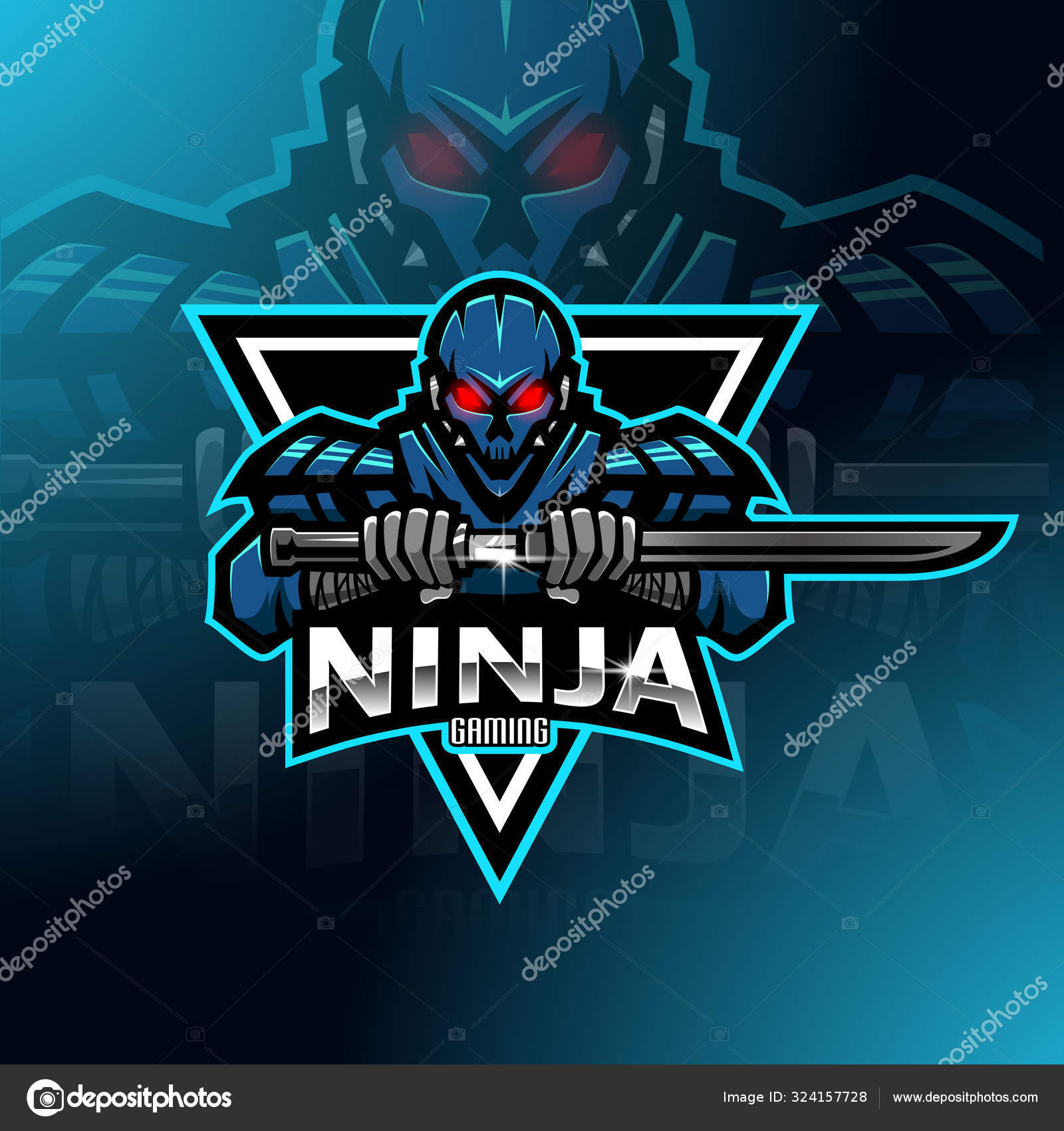 Ninja Robot Esport Mascotte Logo Design Vecteur par ©visink 324157728