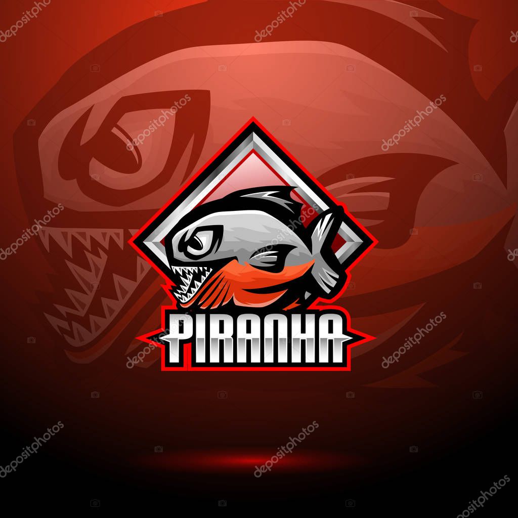 Piranha esport mascot logo design