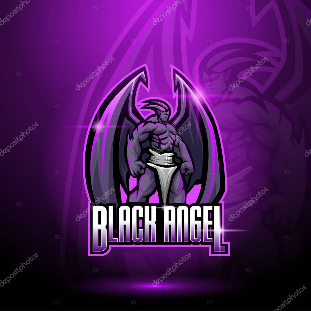 Black angel esport mascot logo design
