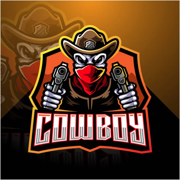 Дизайн Логотипу Талісмана Cowboy Esport — стоковий вектор