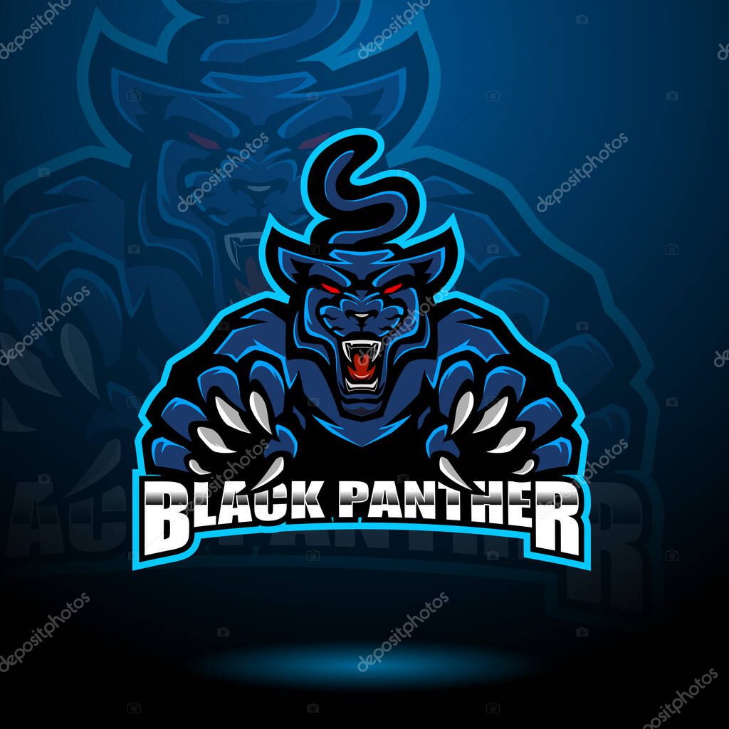 Black panther esport mascot logo