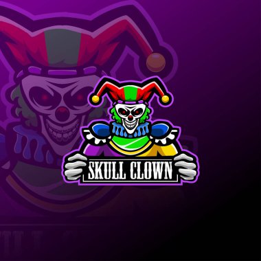 Kafatası palyaço esport maskotu logosu