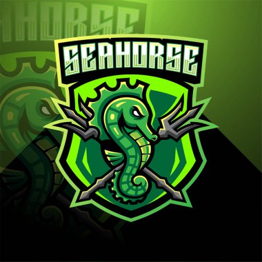 Deniz atı esport maskot logosu tasarımı