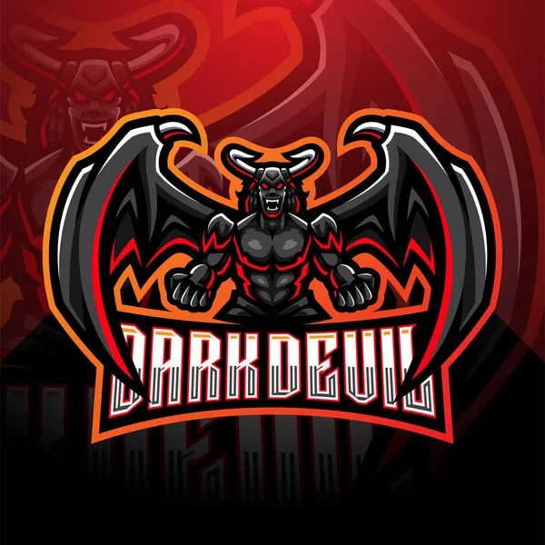 Diablo Oscuro Esport Mascota Logo Design — Vector de stock