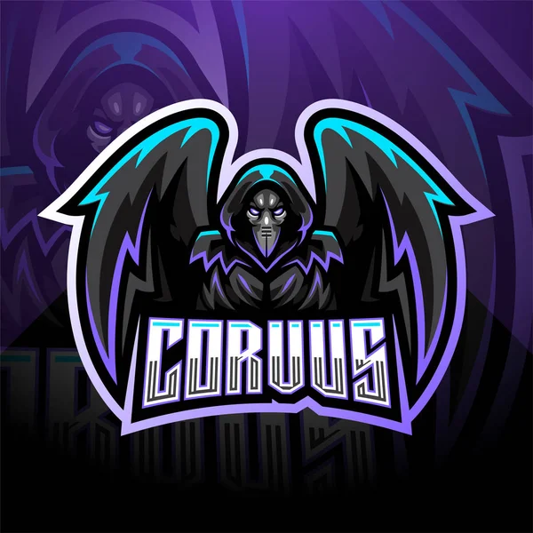 Projekt Logo Maskotki Esportu Corvus — Wektor stockowy