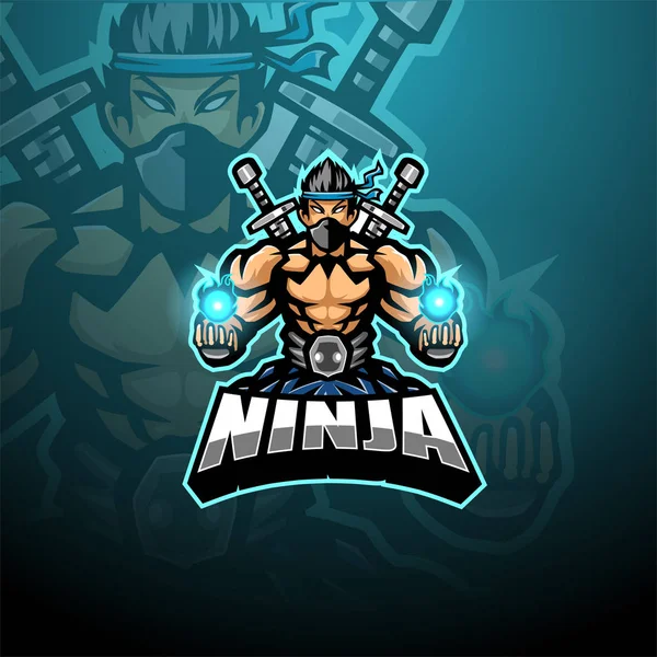 Ninja Esport Mascota Logo Design — Archivo Imágenes Vectoriales