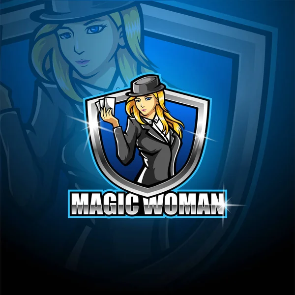 Magic Women Esport Mascot Logo — Stock Vector