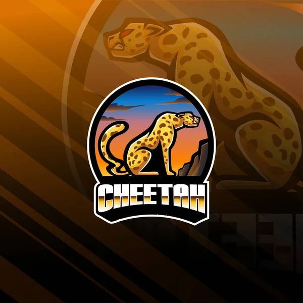 Geparden Esport Maskottchen Logo Design — Stockvektor