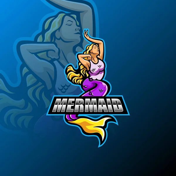 Mermaid Esport Σχεδιασμό Λογότυπο Μασκότ — Διανυσματικό Αρχείο