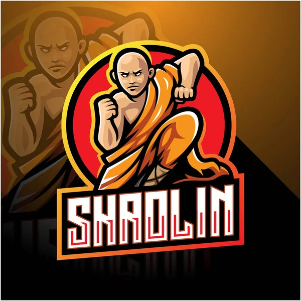 Shaolin Esport Mascotte Logo Ontwerp — Stockvector