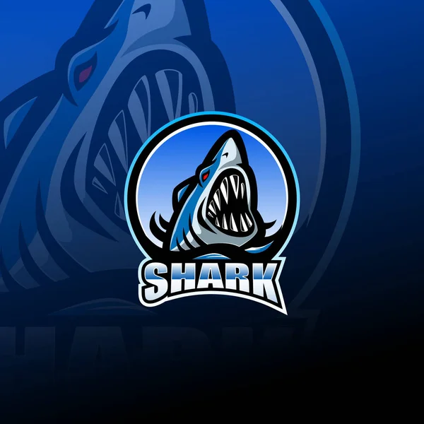 Shark Esport Μασκότ Σχεδιασμός Λογότυπου — Διανυσματικό Αρχείο