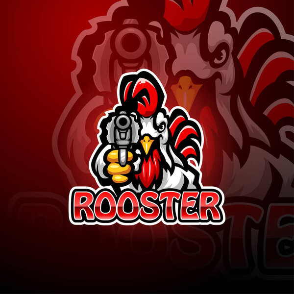 Rooster gunners mascot logo design