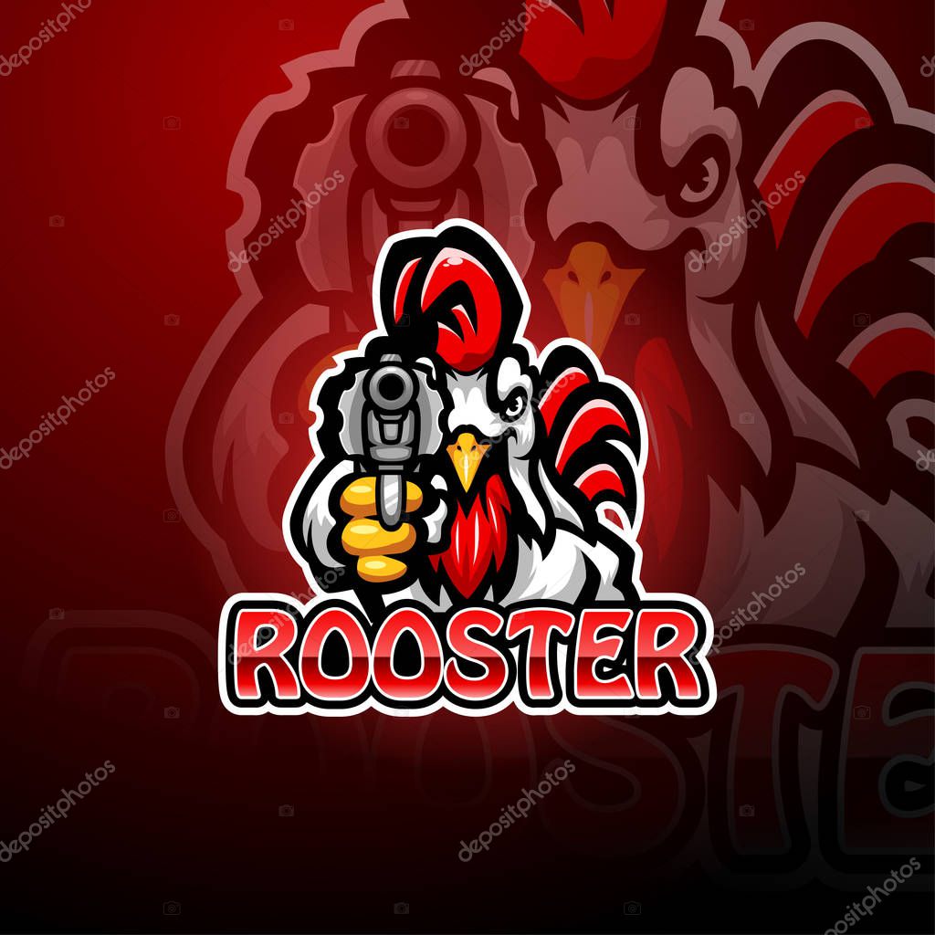 Rooster gunners mascot logo design
