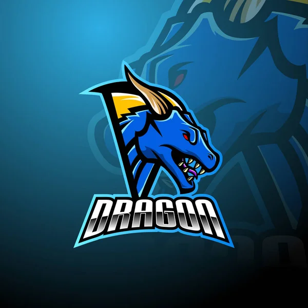 Dragon Cabeza Esports Mascota Logo Diseño — Archivo Imágenes Vectoriales