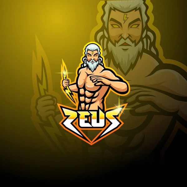 Zeus Esport Mascote Logotipo Design —  Vetores de Stock