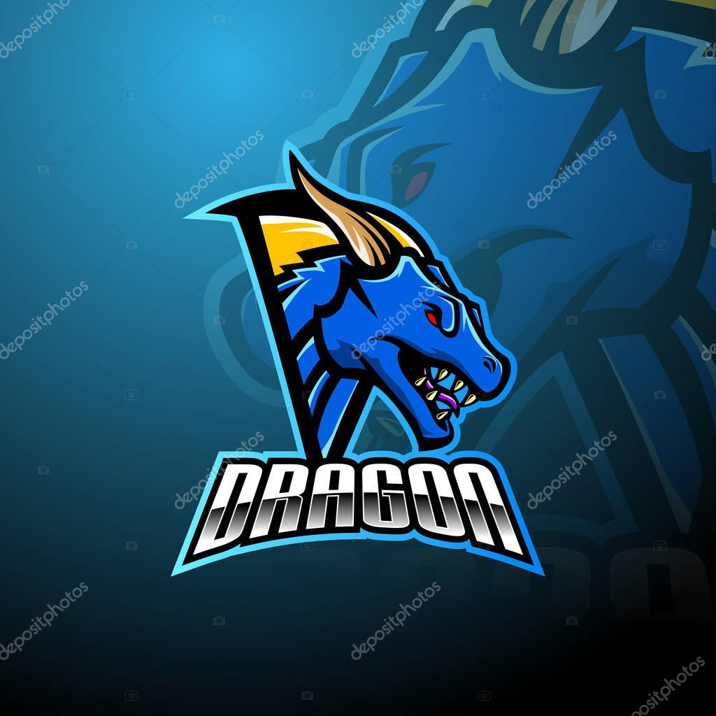 Dragon head esports mascot logo design