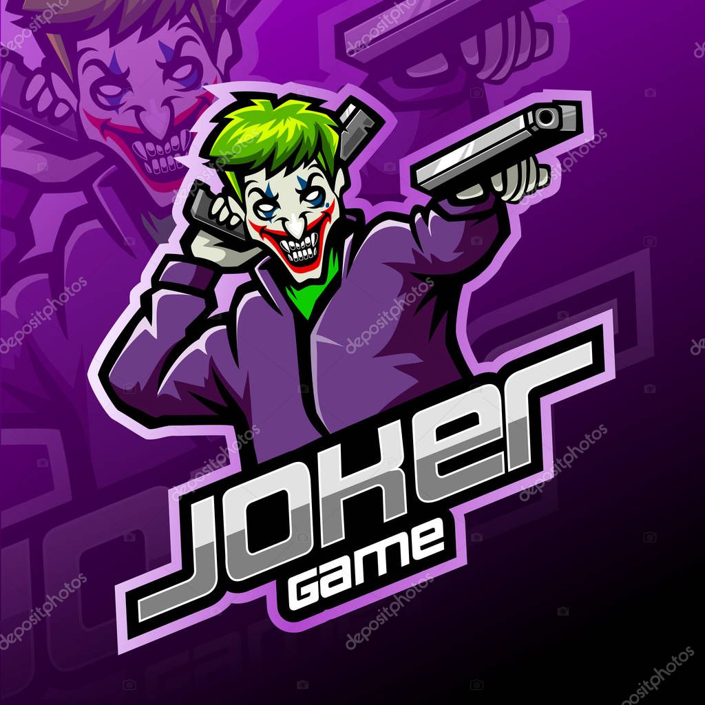 Joker gunner esport mascot logo design