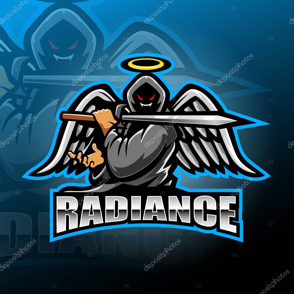 Warrior angel esport mascot logo design