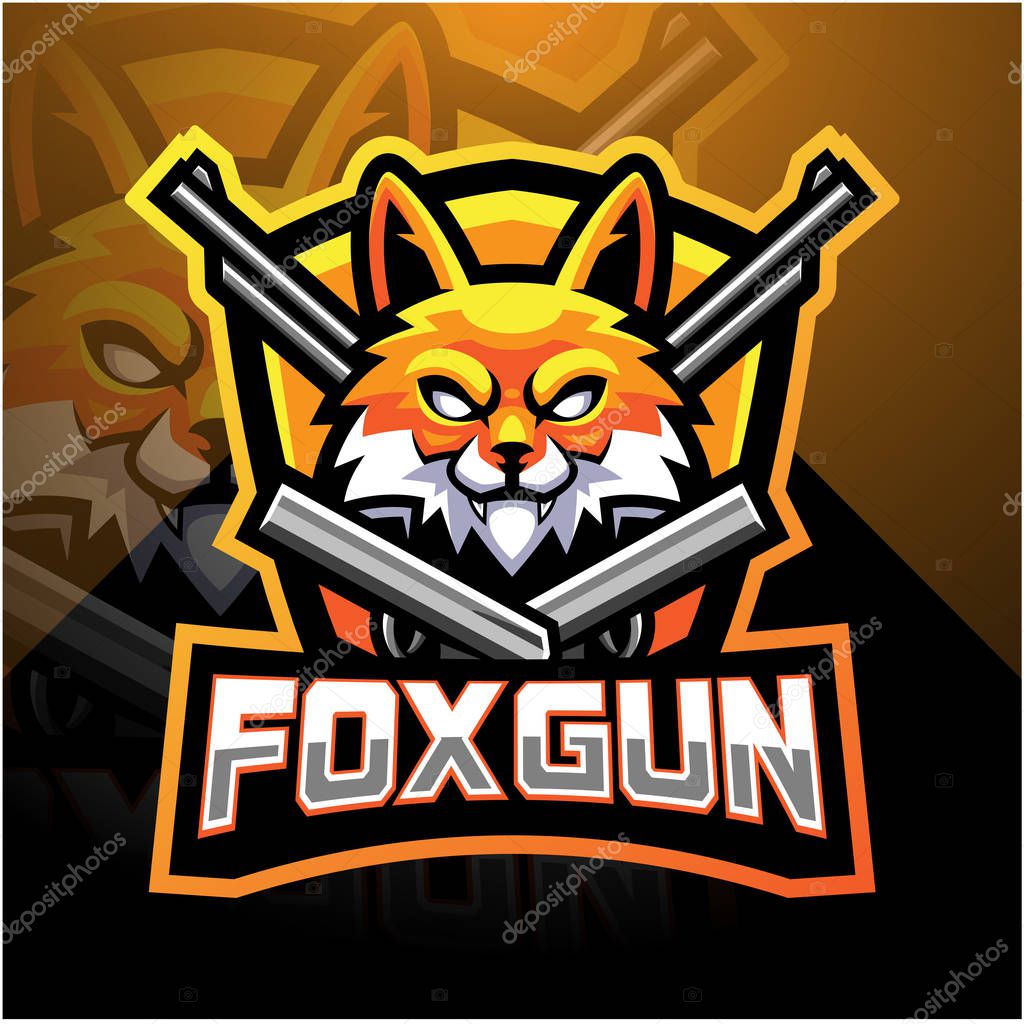 Fox gun esport mascot logo design