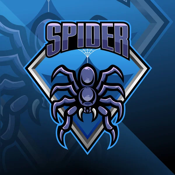 Design Loga Maskota Spider Esport — Stockový vektor