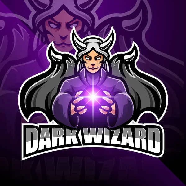 Dark Wizard Esport Mascot Logo Design — Stock Vector