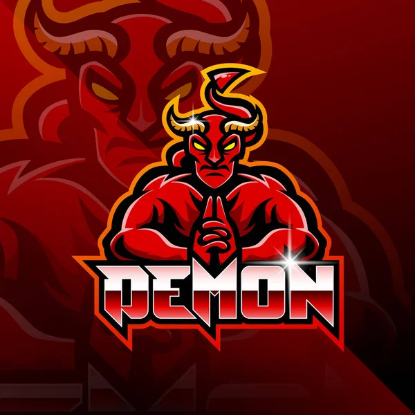 Demon Esport Maskot Logotyp Design — Stock vektor