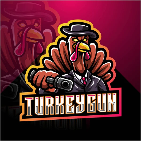 Turquía Artillero Esport Mascota Logo — Archivo Imágenes Vectoriales