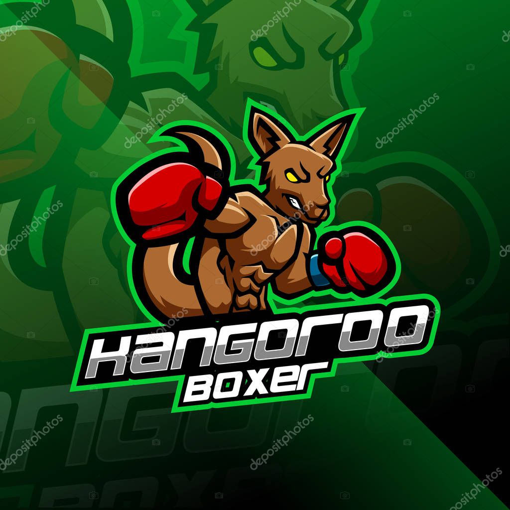 Kangoroo boxing esport mascot logo design