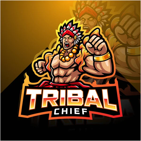 Tribal Chief Esport Mascot Logo — Stock Vector